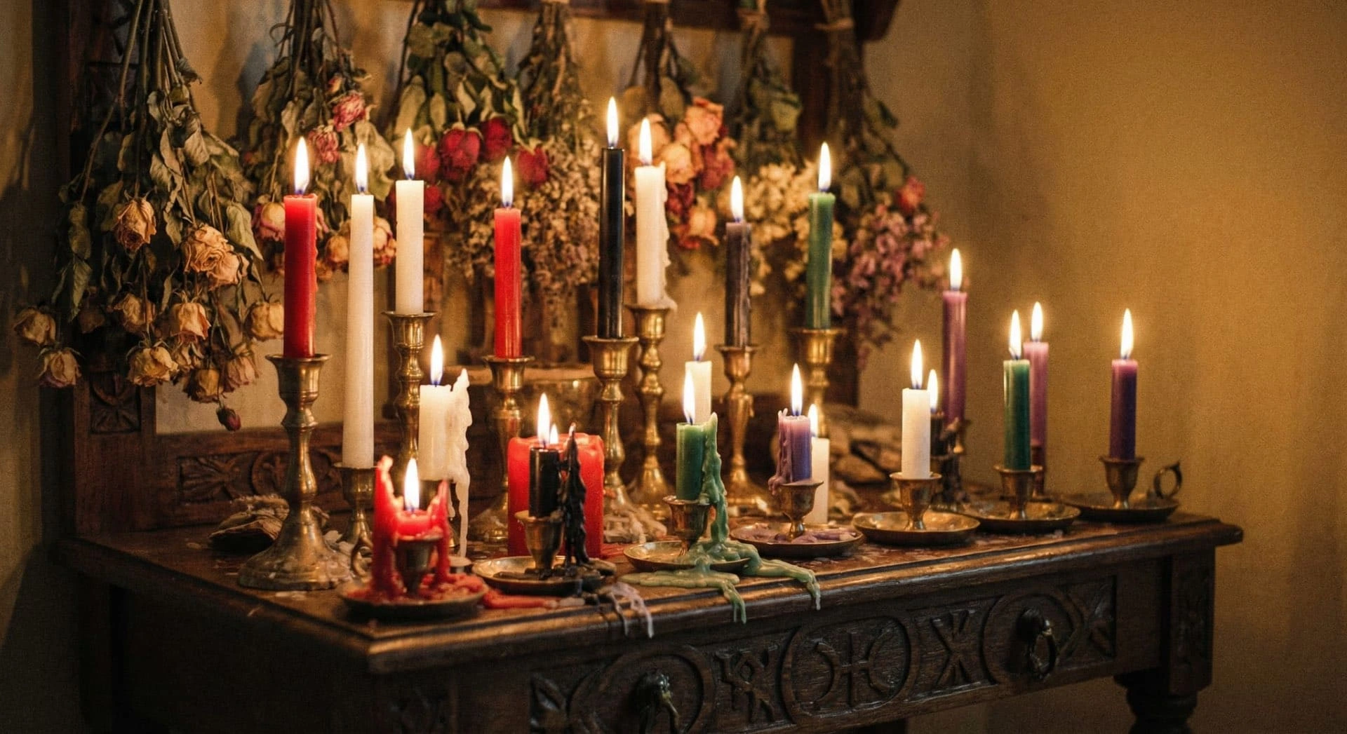 Candele colorate per rituali di prosperità